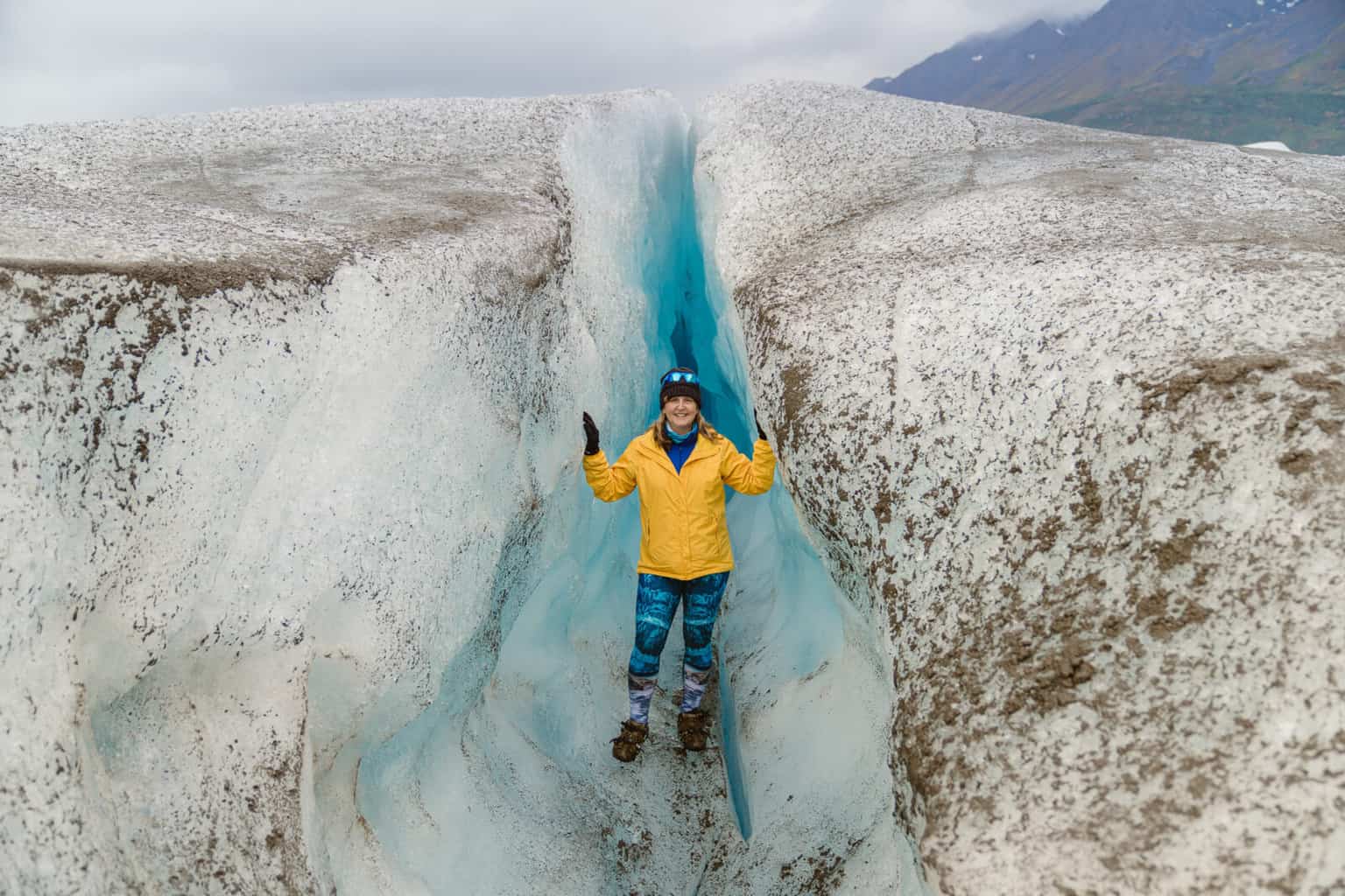 Adventure Elopement Photographer hikes Knik Glacier in Alaska