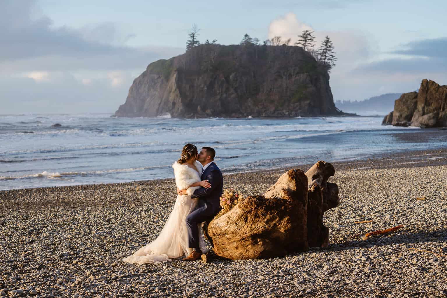 Couple has washington elopement at Ruby Beach in Olympic National Park with Outshined Photography